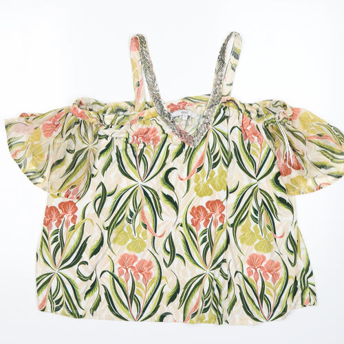 NEXT Womens Multicoloured Floral Polyester Basic Blouse Size 12 V-Neck