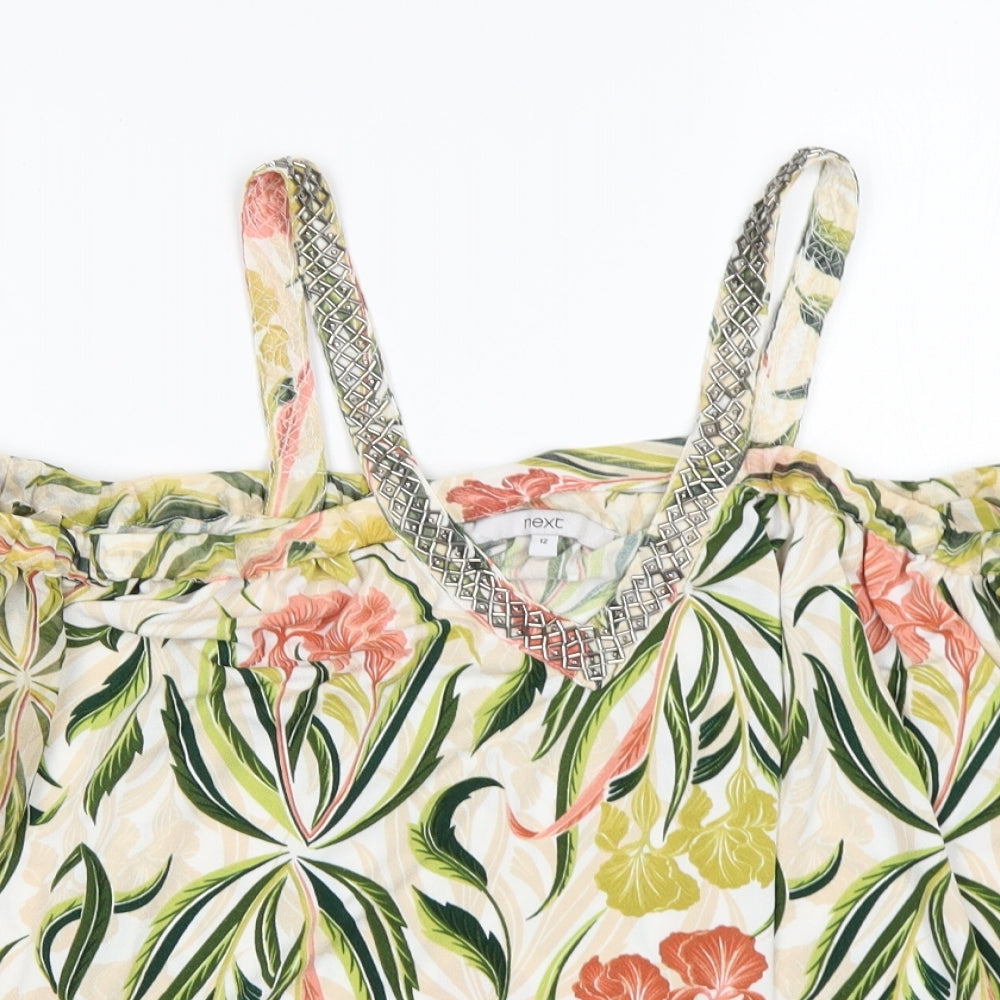 NEXT Womens Multicoloured Floral Polyester Basic Blouse Size 12 V-Neck