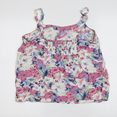 M&Co Womens Multicoloured Floral Viscose Basic Tank Size 12 Round Neck