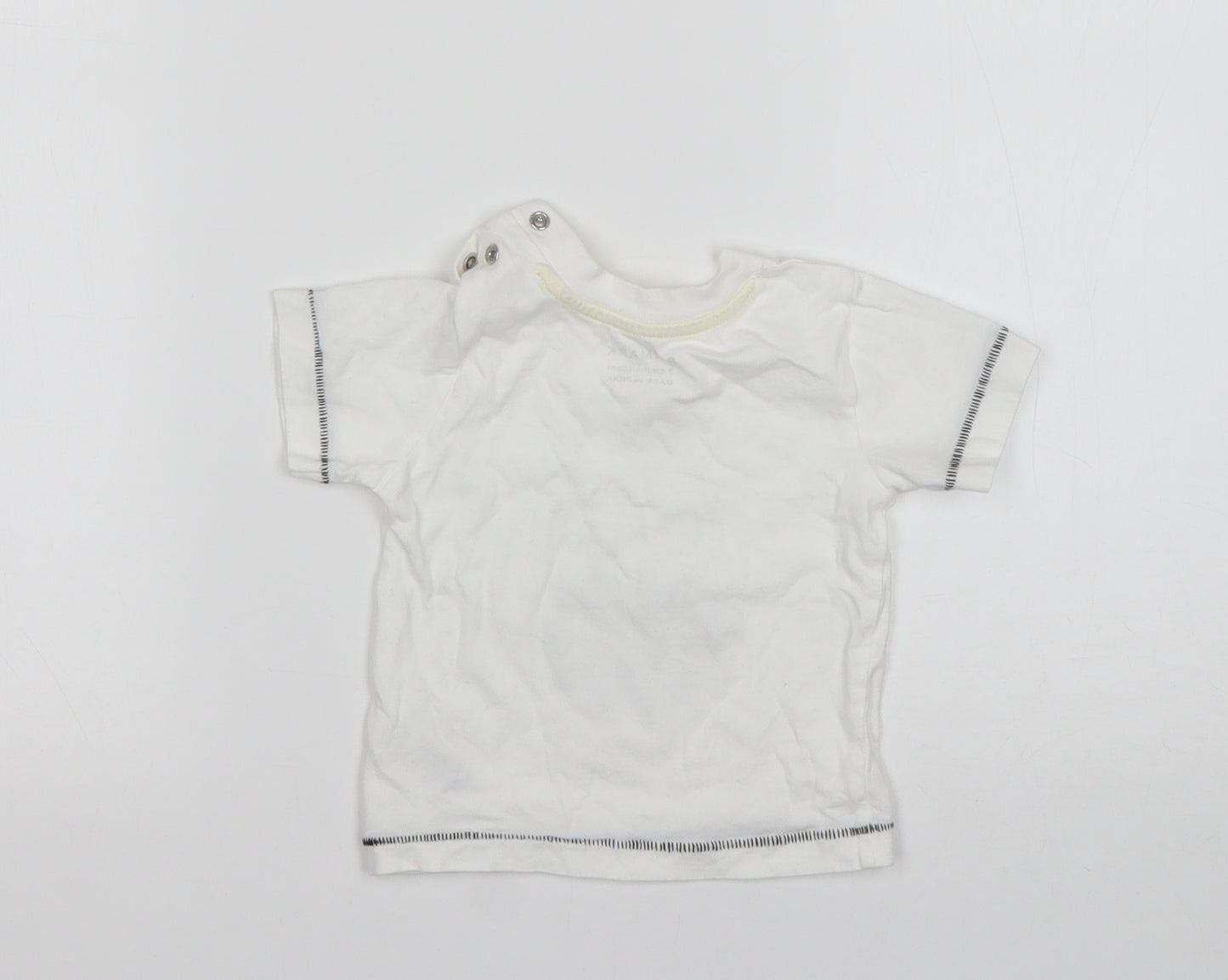 Primark Boys White  Cotton Basic T-Shirt Size 3-6 Months Round Neck