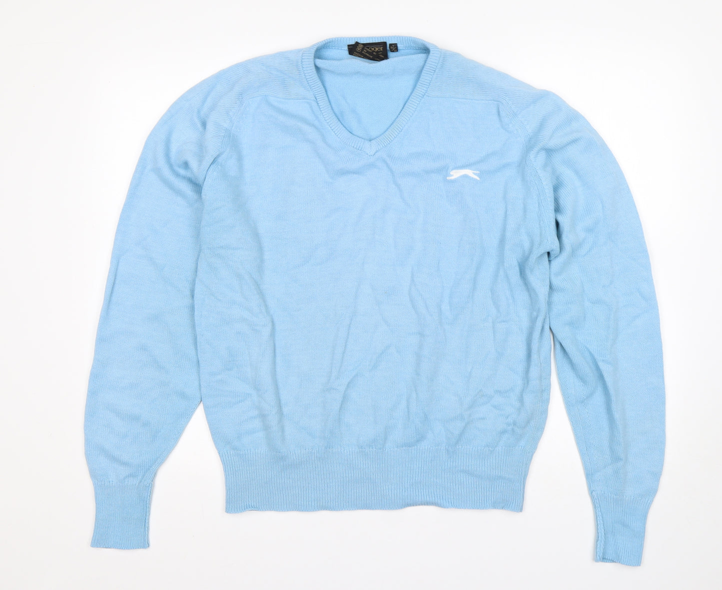 Slazenger Womens Blue V-Neck  Acrylic Pullover Jumper Size M