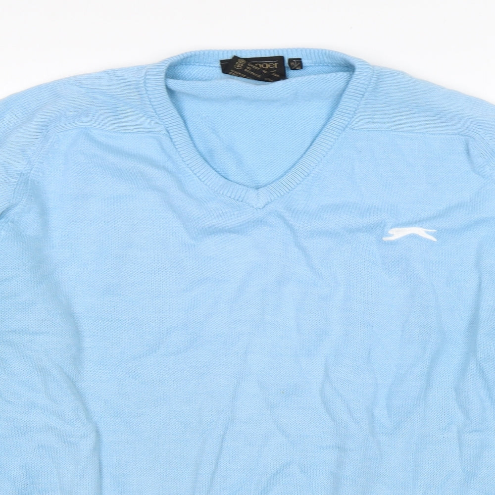 Slazenger Womens Blue V-Neck  Acrylic Pullover Jumper Size M