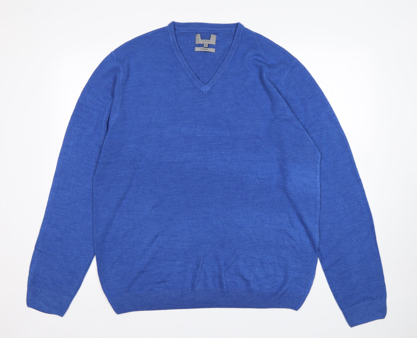 M&S Mens Blue V-Neck  Acrylic Pullover Jumper Size XL