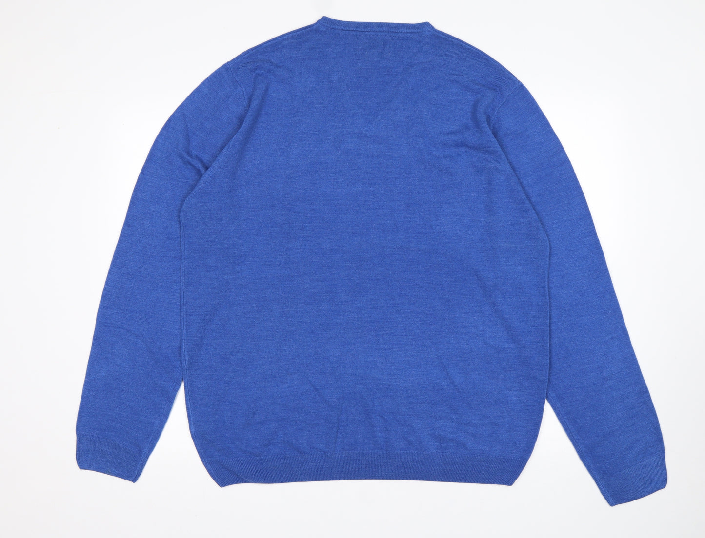 M&S Mens Blue V-Neck  Acrylic Pullover Jumper Size XL