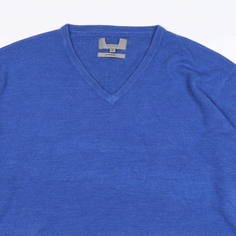 M&S Mens Blue V-Neck  Acrylic Pullover Jumper Size XL