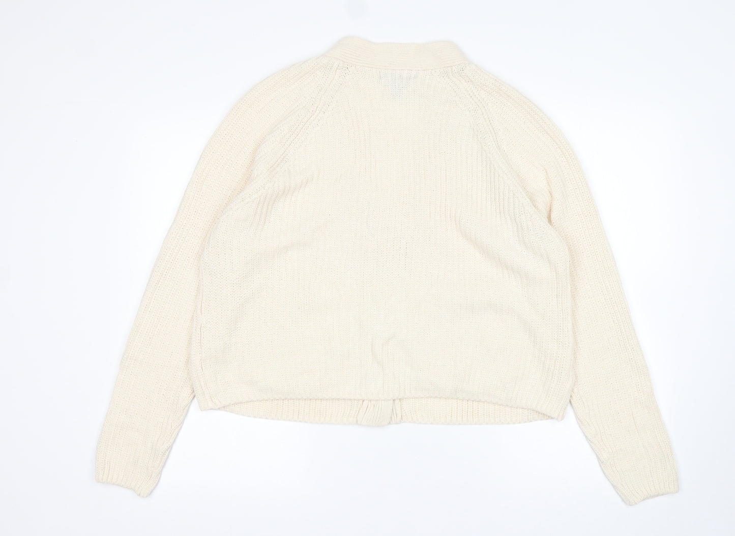 Primark Womens Beige V-Neck  Acrylic Cardigan Jumper Size S