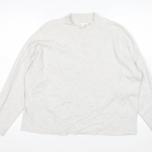 H&M Womens Grey Mock Neck  Cotton Pullover Jumper Size L