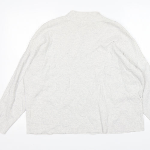 H&M Womens Grey Mock Neck  Cotton Pullover Jumper Size L