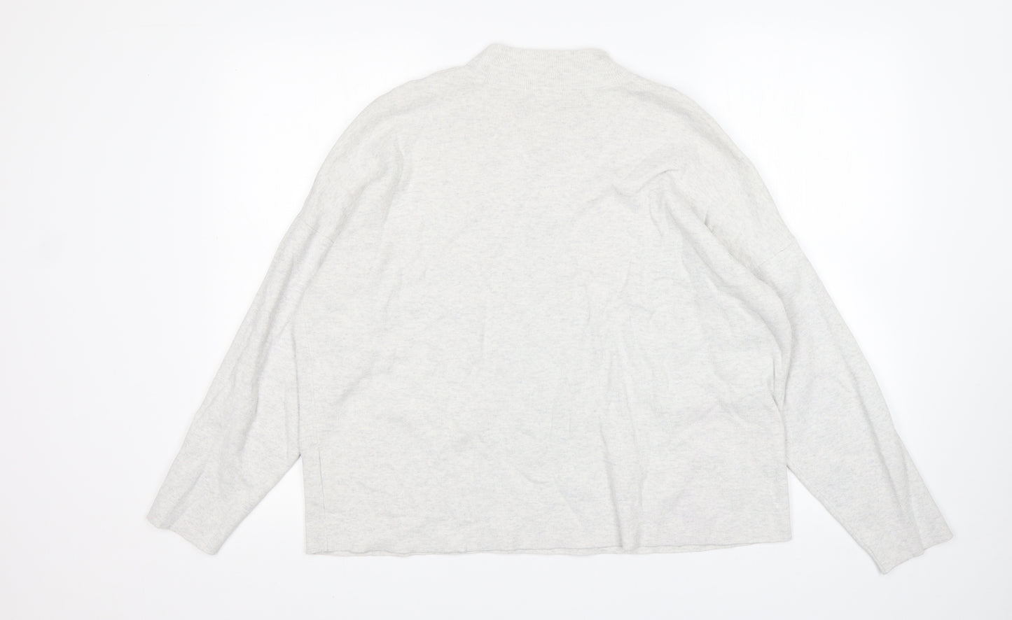 H&M Womens Grey Mock Neck  Cotton Pullover Jumper Size L