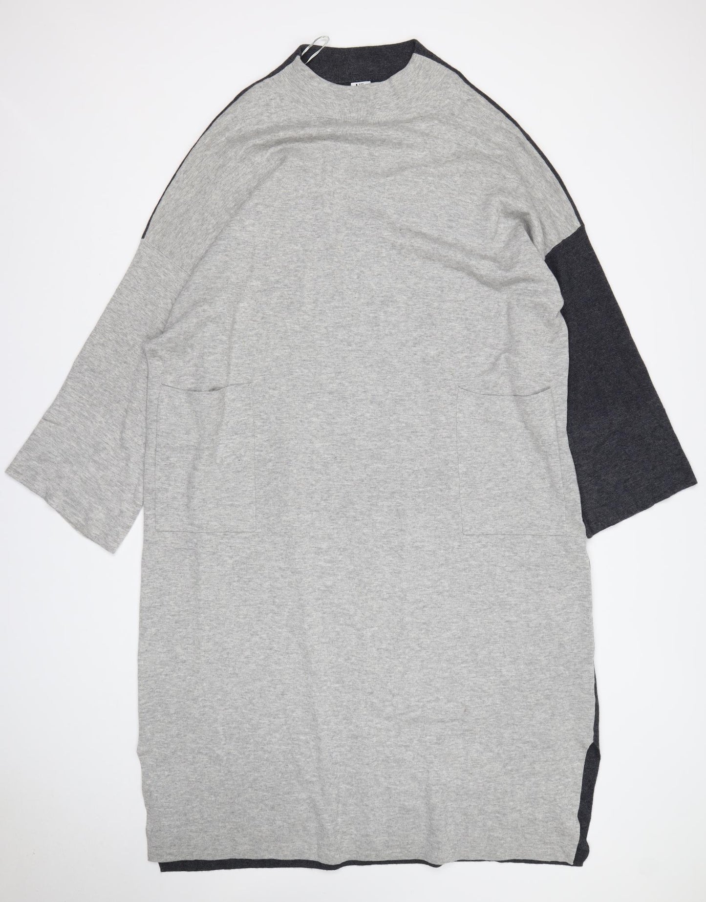John Lewis Womens Grey  Wool Jumper Dress  Size XL  Round Neck