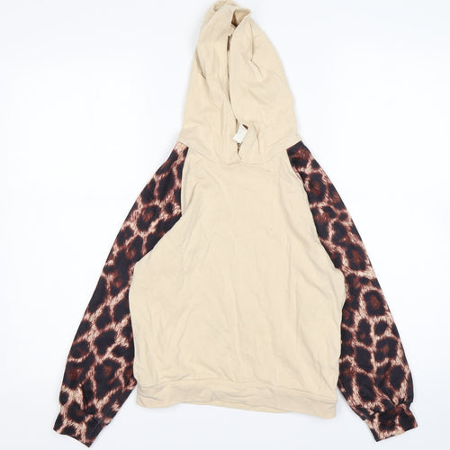 Shein  Girls Multicoloured Animal Print Cotton Pullover Hoodie Size 8 Years