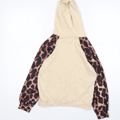 Shein  Girls Multicoloured Animal Print Cotton Pullover Hoodie Size 8 Years