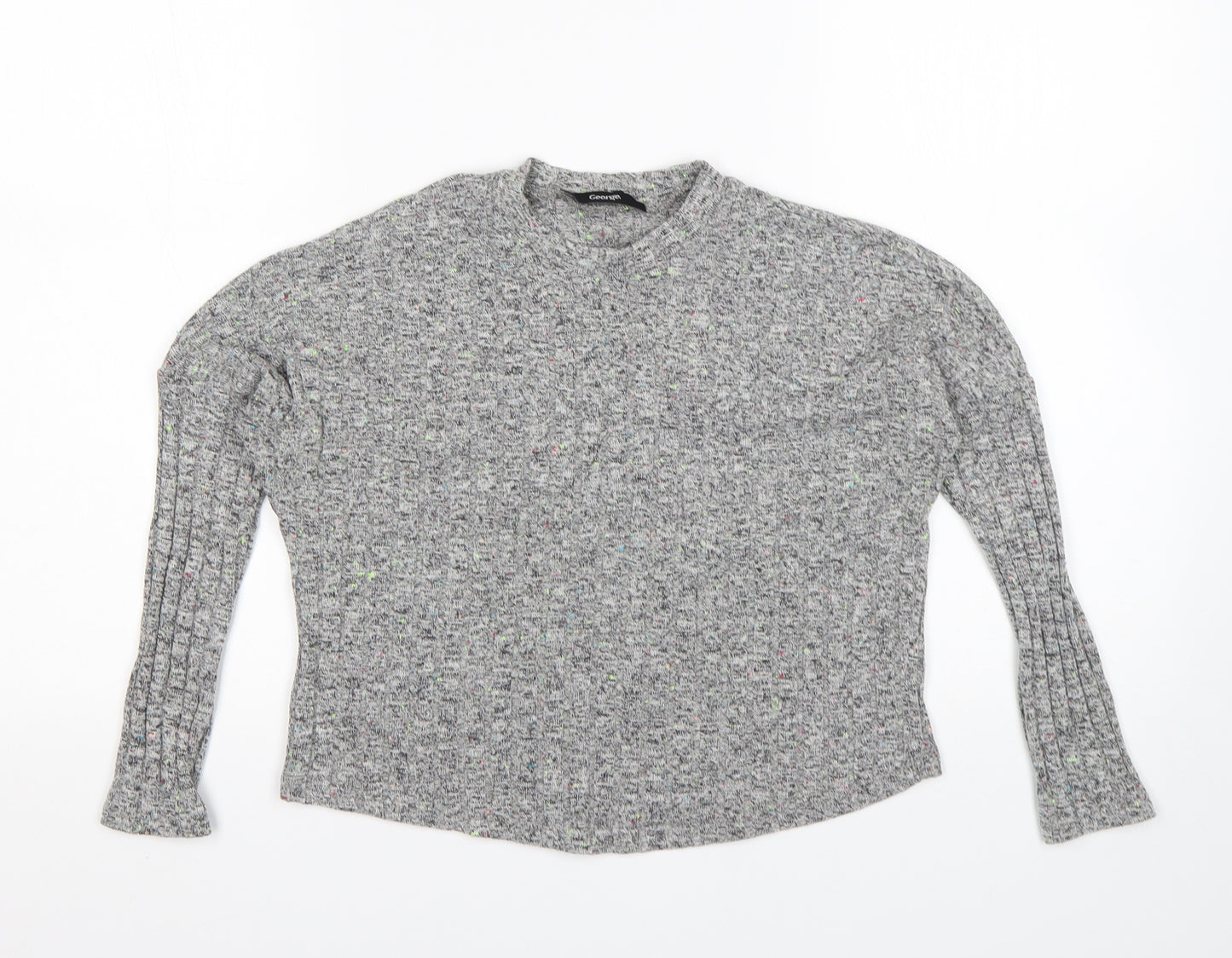 George Girls Grey Round Neck  Polyester Pullover Jumper Size 9-10 Years