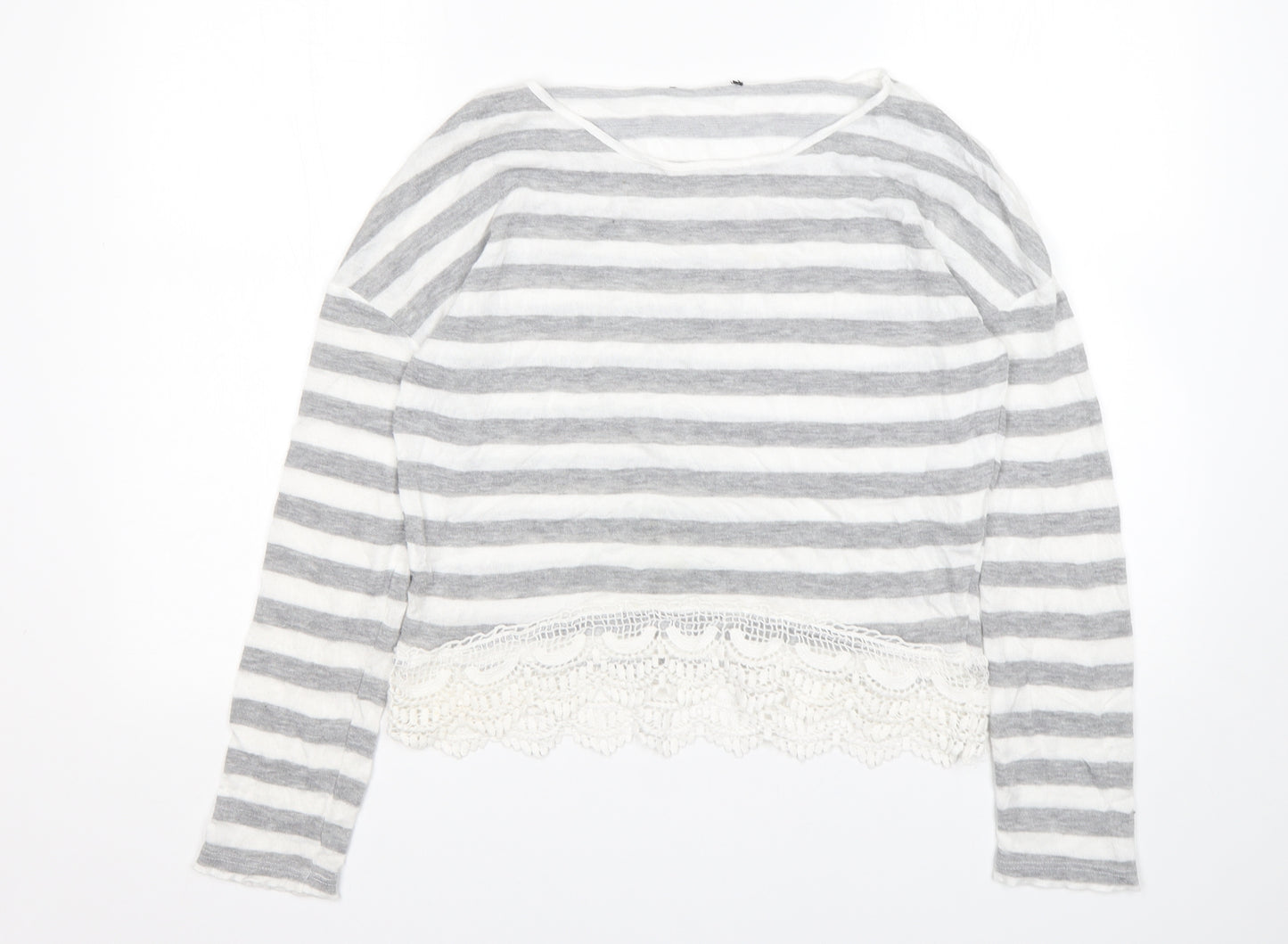 Preworn Womens Multicoloured Round Neck Striped Viscose Pullover Jumper Size 8