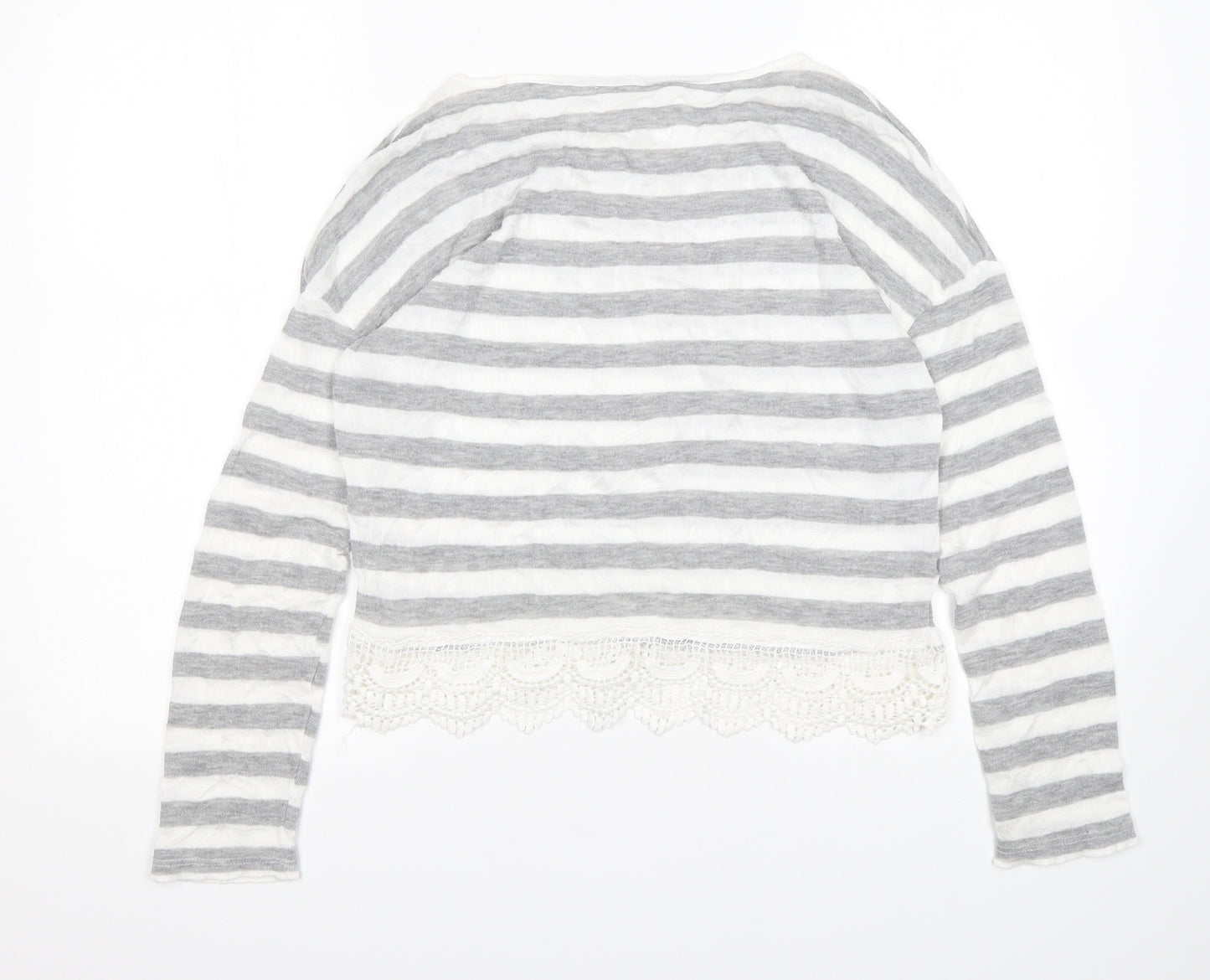 Preworn Womens Multicoloured Round Neck Striped Viscose Pullover Jumper Size 8