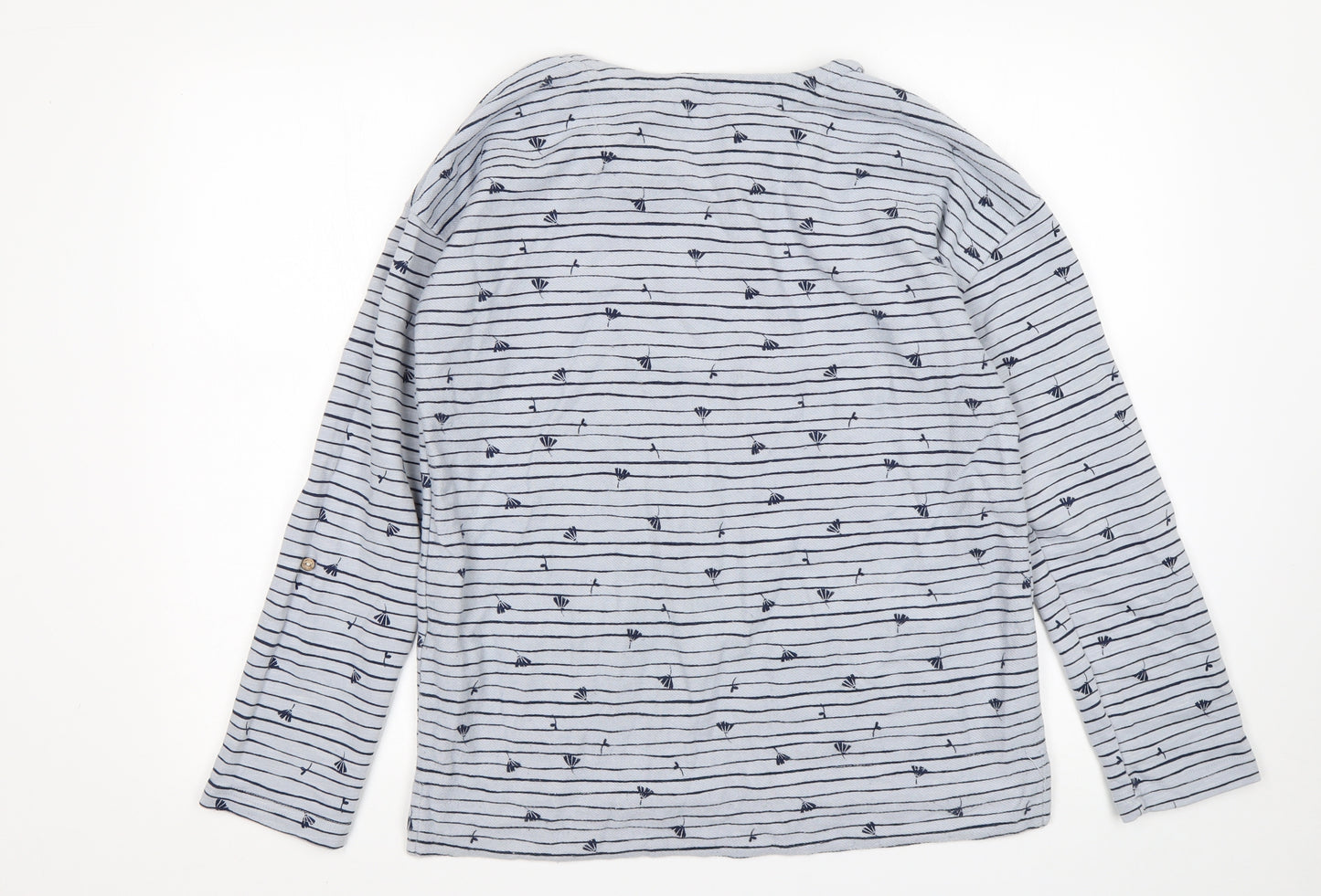Mantaray Womens Blue Round Neck Striped Cotton Pullover Jumper Size 10