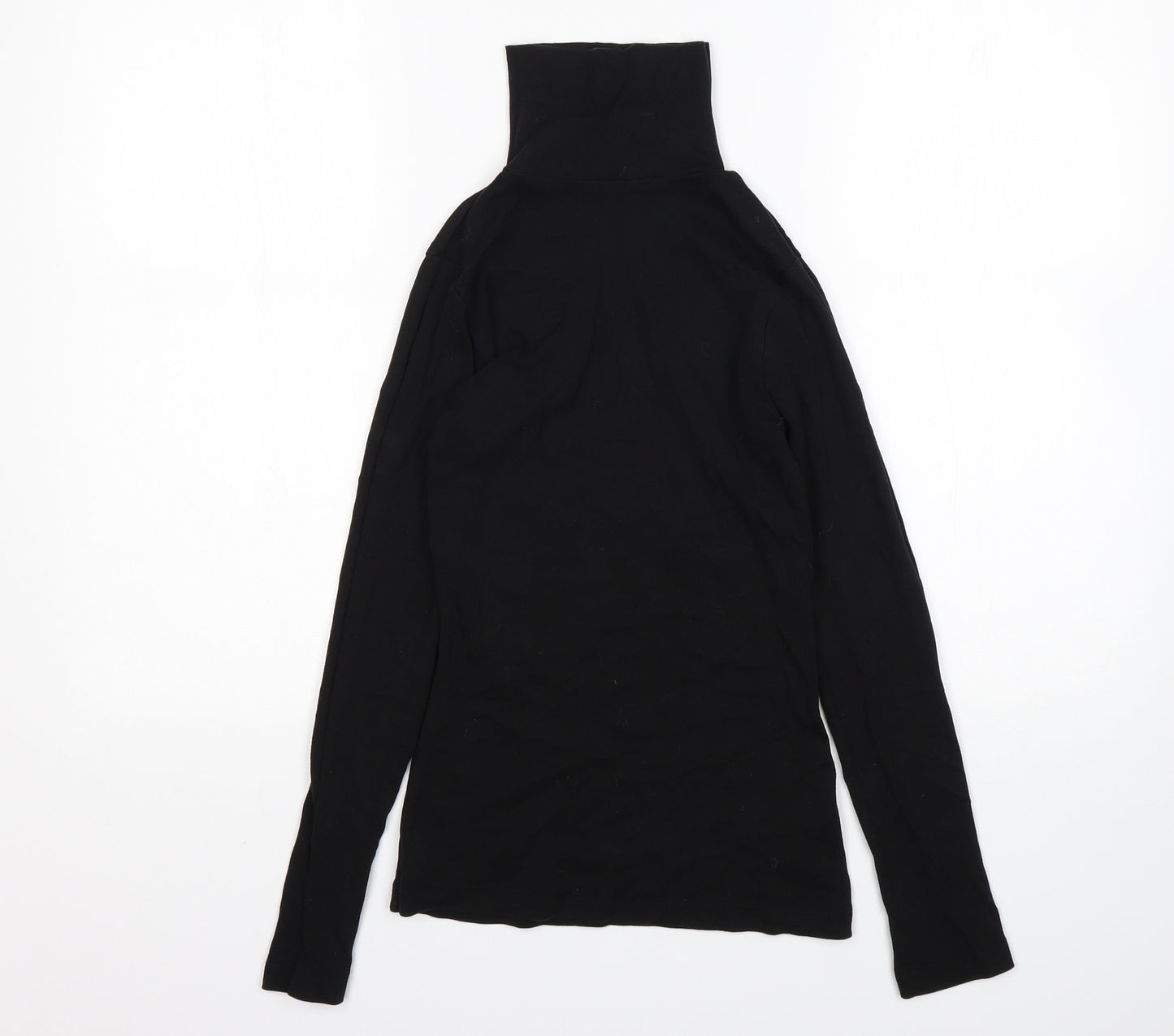 Peacocks Womens Black  Cotton Basic T-Shirt Size 8 Roll Neck