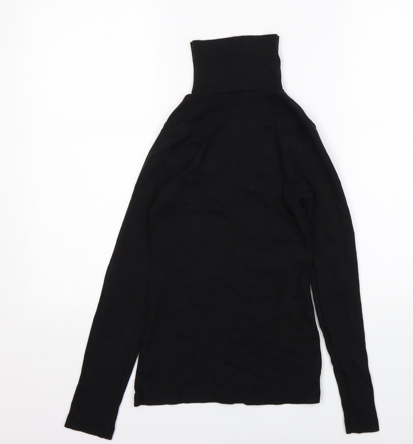 Peacocks Womens Black  Cotton Basic T-Shirt Size 8 Roll Neck