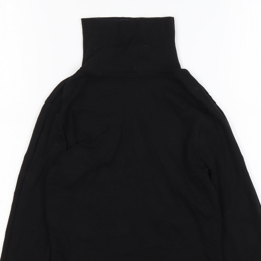 Peacocks Womens Black  Cotton Basic T-Shirt Size 8 Roll Neck