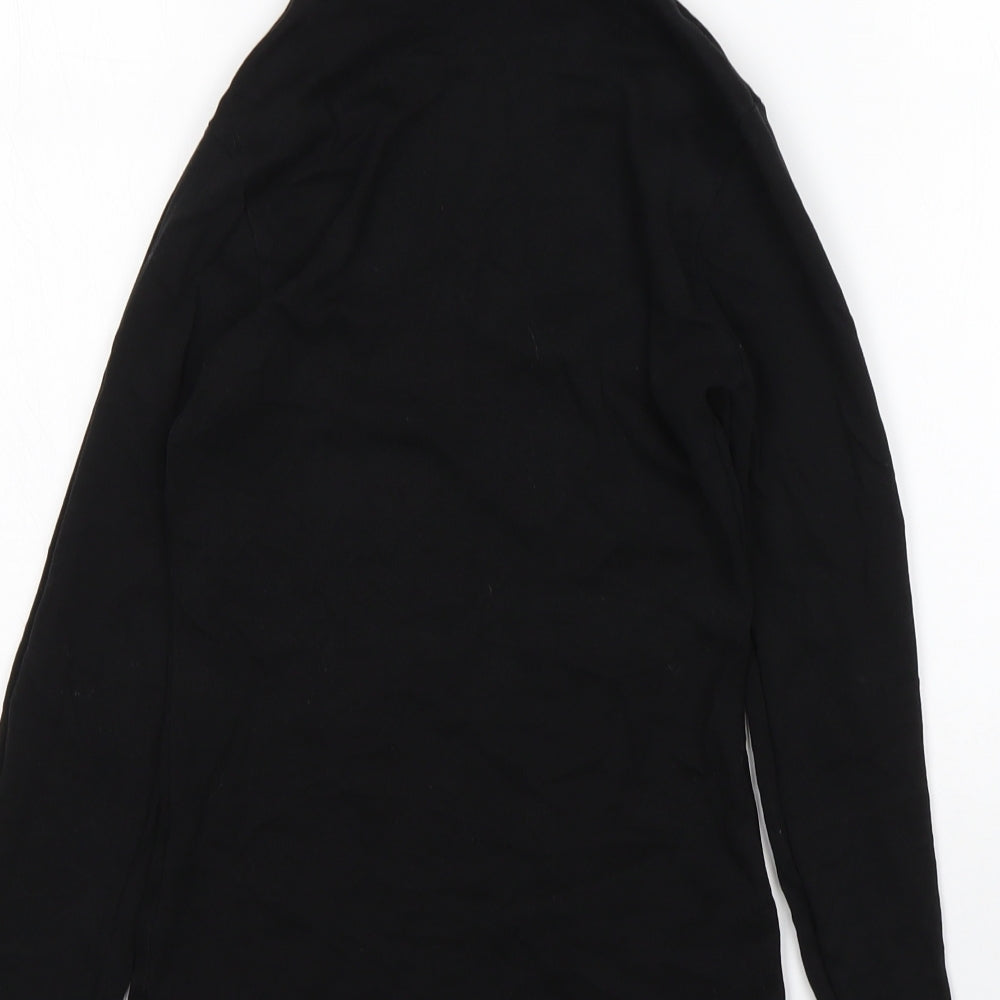 Peacocks Womens Black  Cotton Basic T-Shirt Size 8 Roll Neck