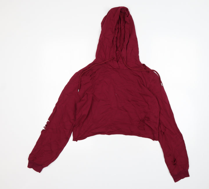 Select Womens Purple Cotton Pullover Hoodie Size M - Cropped