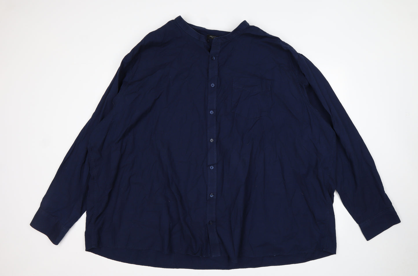 Capsule Mens Blue  Cotton  Button-Up Size Big 5X Round Neck