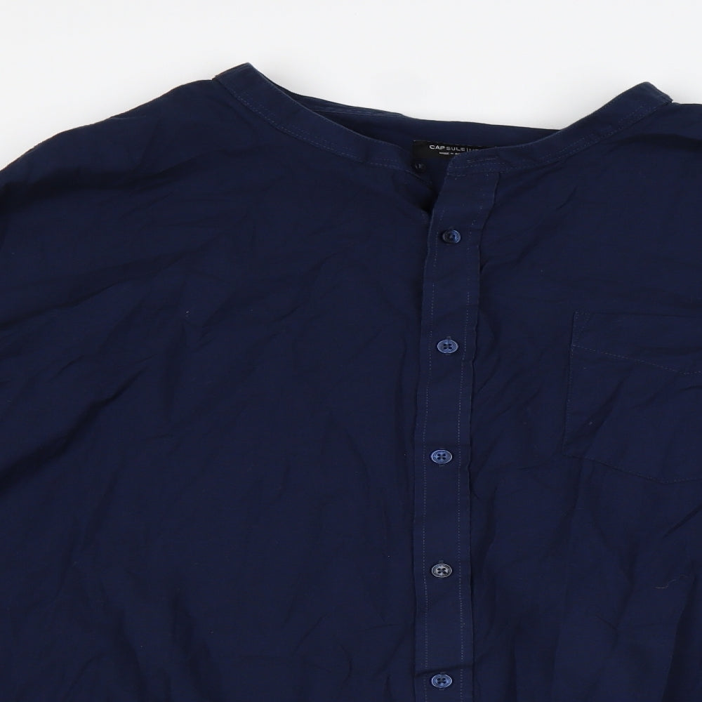 Capsule Mens Blue  Cotton  Button-Up Size Big 5X Round Neck