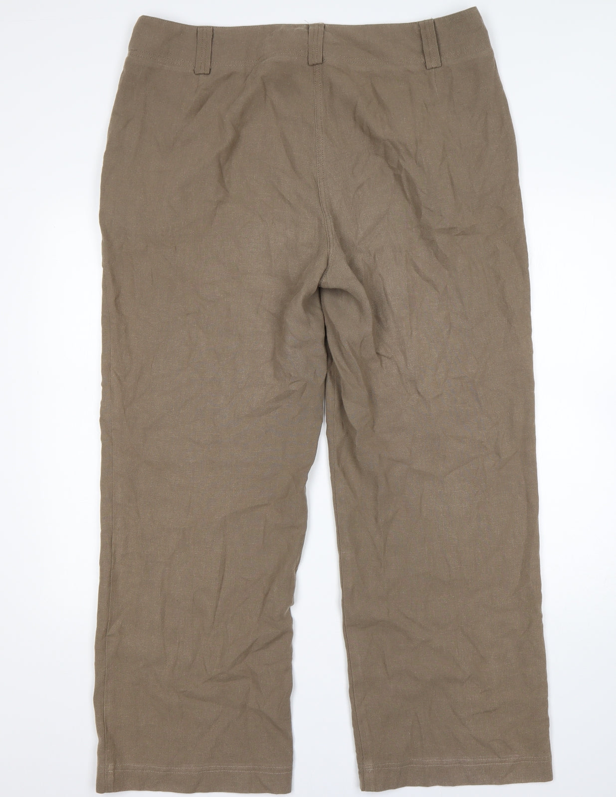 Ropman Womens Brown  Linen Chino Trousers Size 18 L30 in Regular