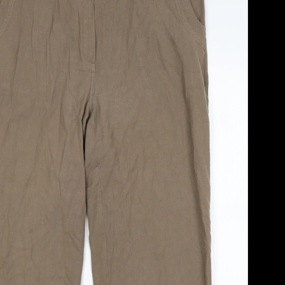 Ropman Womens Brown  Linen Chino Trousers Size 18 L30 in Regular