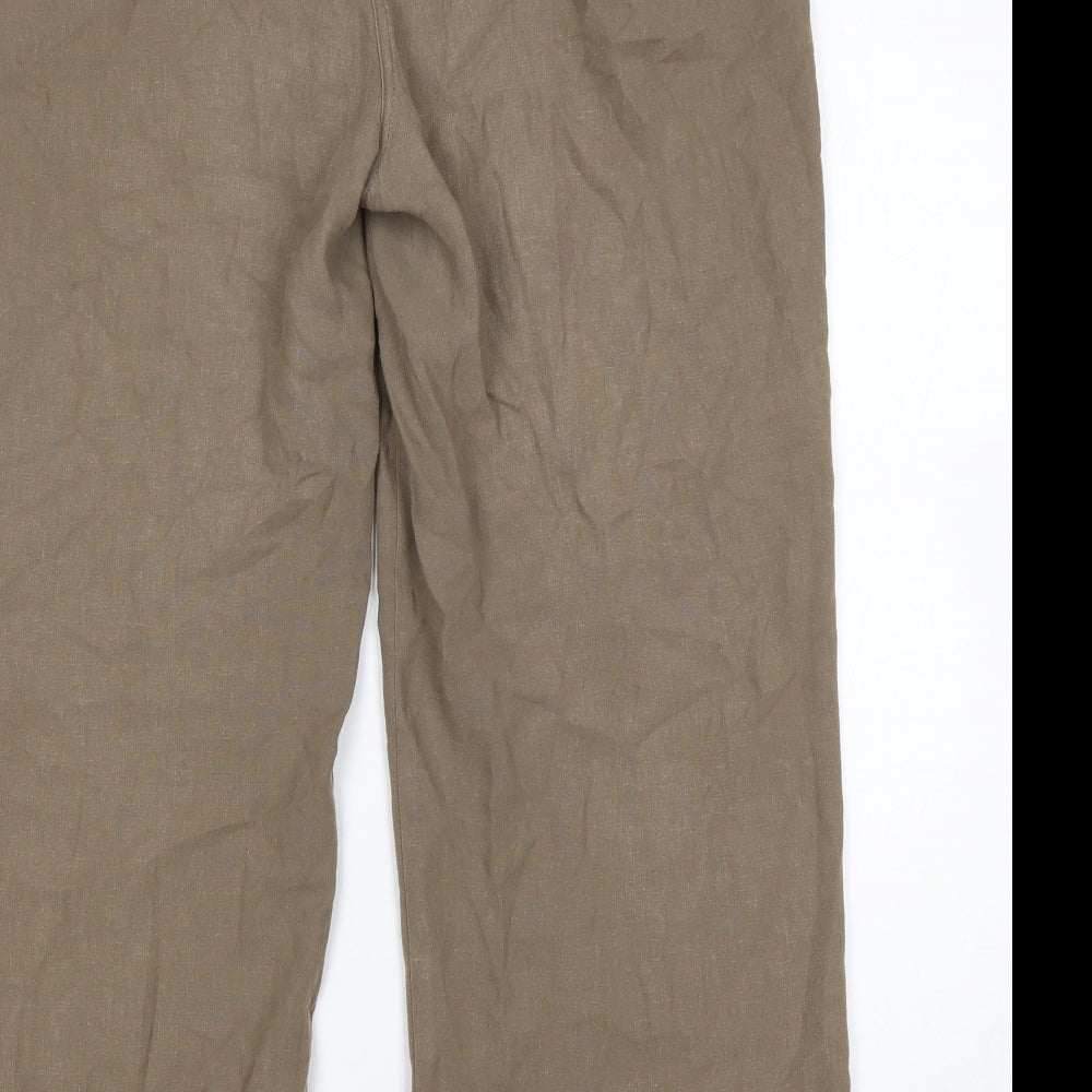 Ropman Womens Brown  Linen Chino Trousers Size 18 L30 in Regular