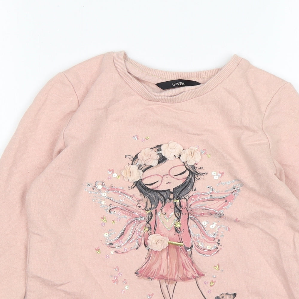George Girls Pink  Cotton Jumper Dress  Size 7-8 Years  Round Neck