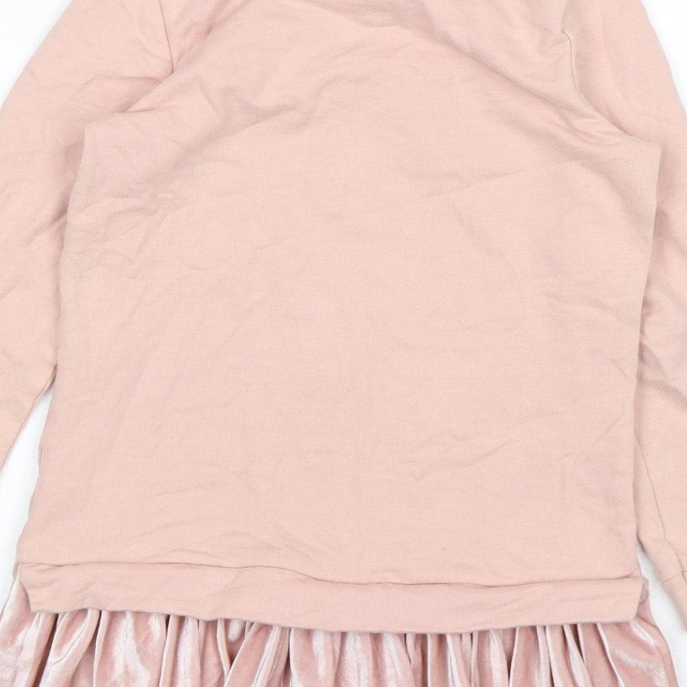George Girls Pink  Cotton Jumper Dress  Size 7-8 Years  Round Neck
