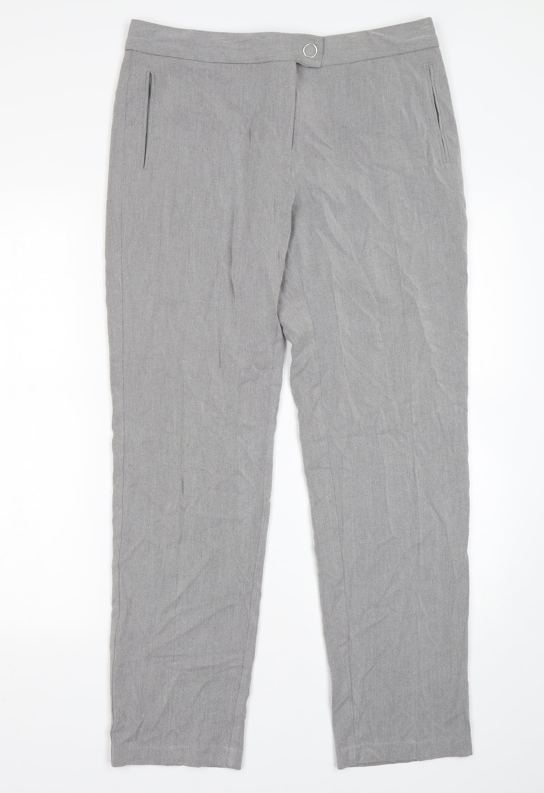 M&S Womens Grey  Viscose Trousers  Size 12 L29 in Regular