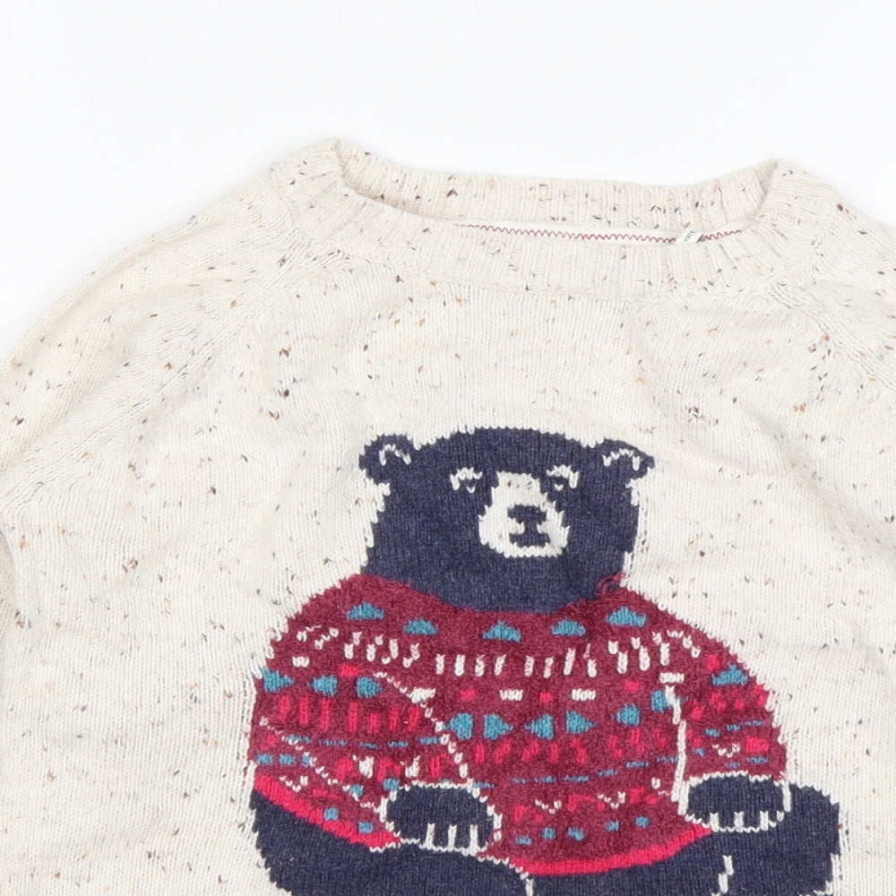 Fat Face Girls Multicoloured Round Neck Animal Print Cotton Pullover Jumper Size 8-9 Years