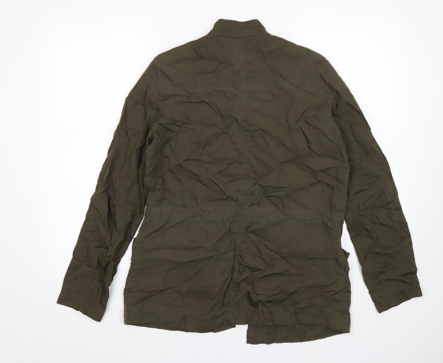 H&M Womens Green  Lyocell Basic Button-Up Size 10 Round Neck
