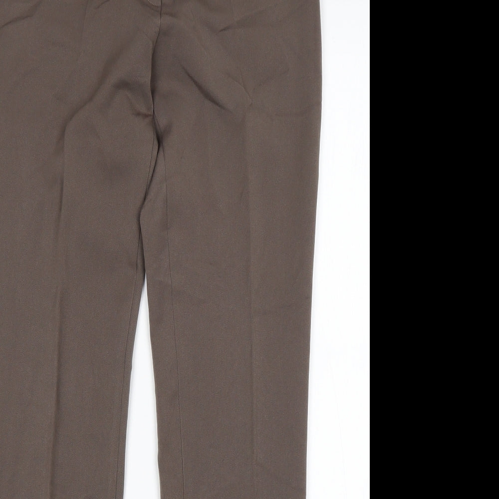 M&S Womens Brown  Polyester Trousers  Size 10 L30 in Slim