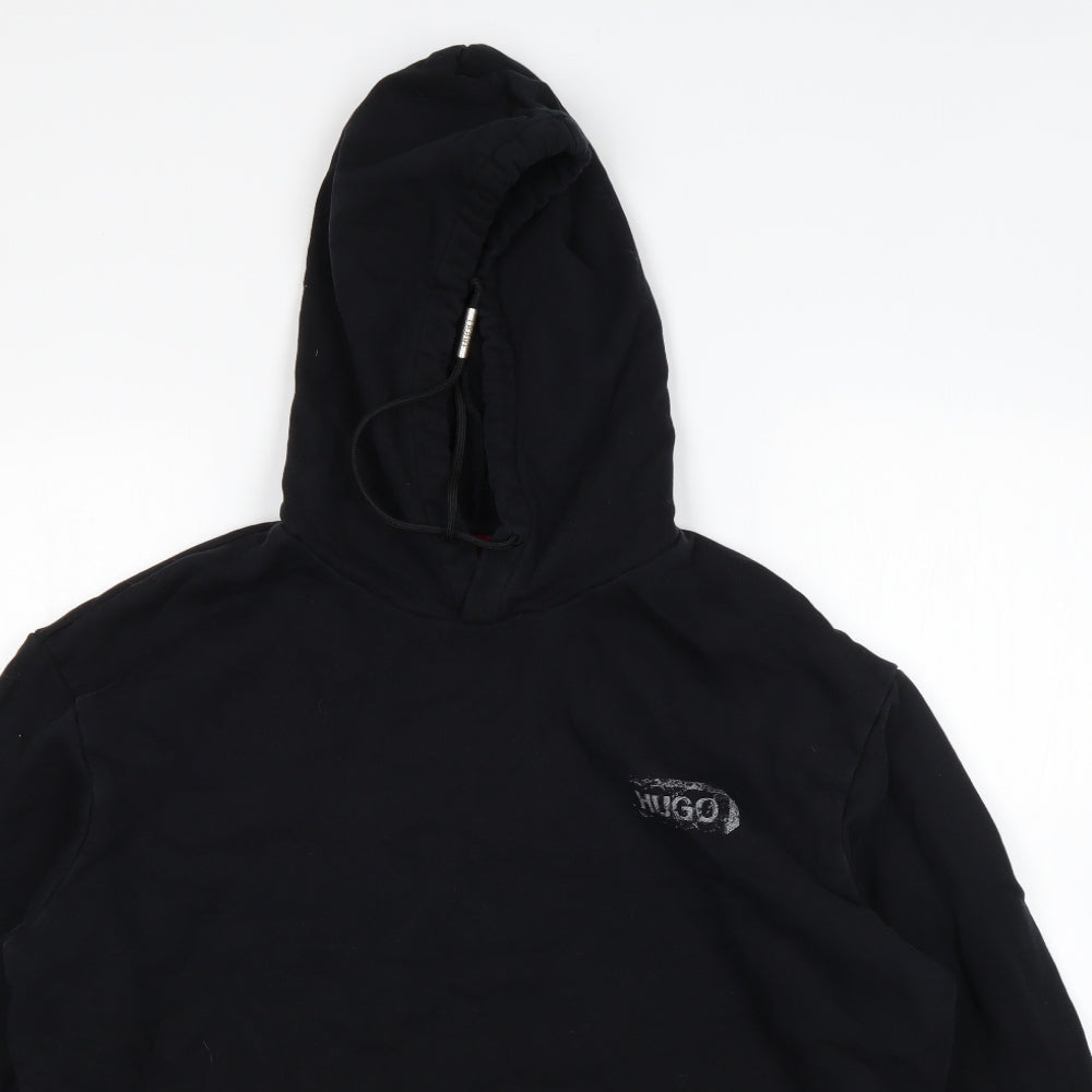 HUGO BOSS Mens Black  Cotton Pullover Hoodie Size L