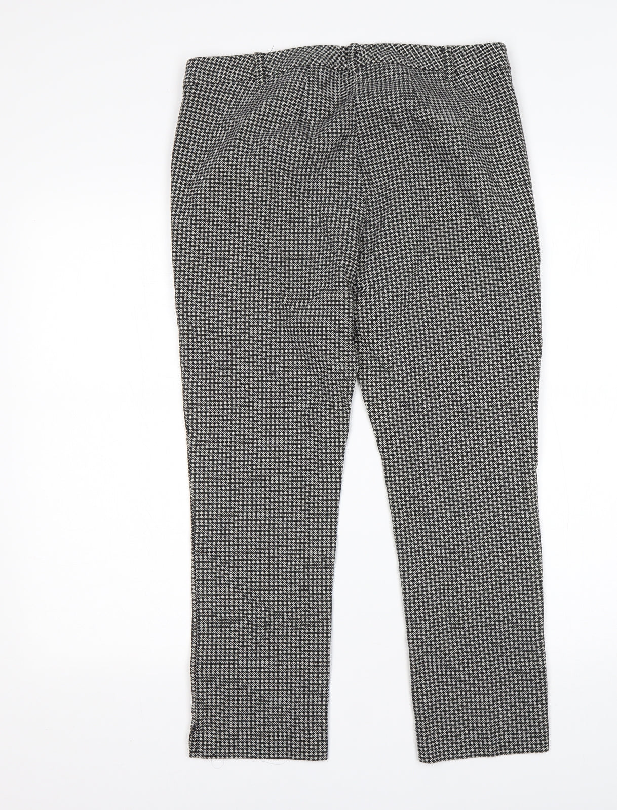 M&S Womens Multicoloured Houndstooth Cotton Trousers  Size 12 L24 in Regular