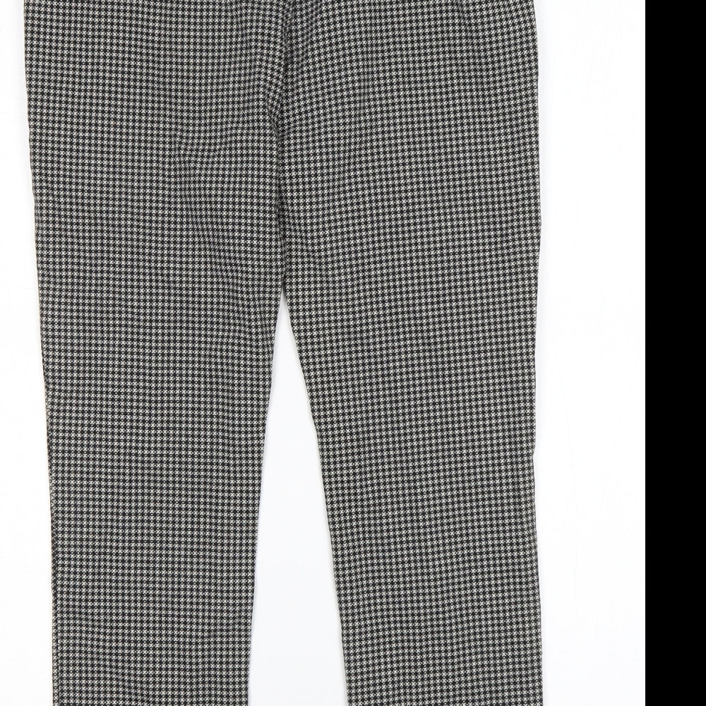 M&S Womens Multicoloured Houndstooth Cotton Trousers  Size 12 L24 in Regular