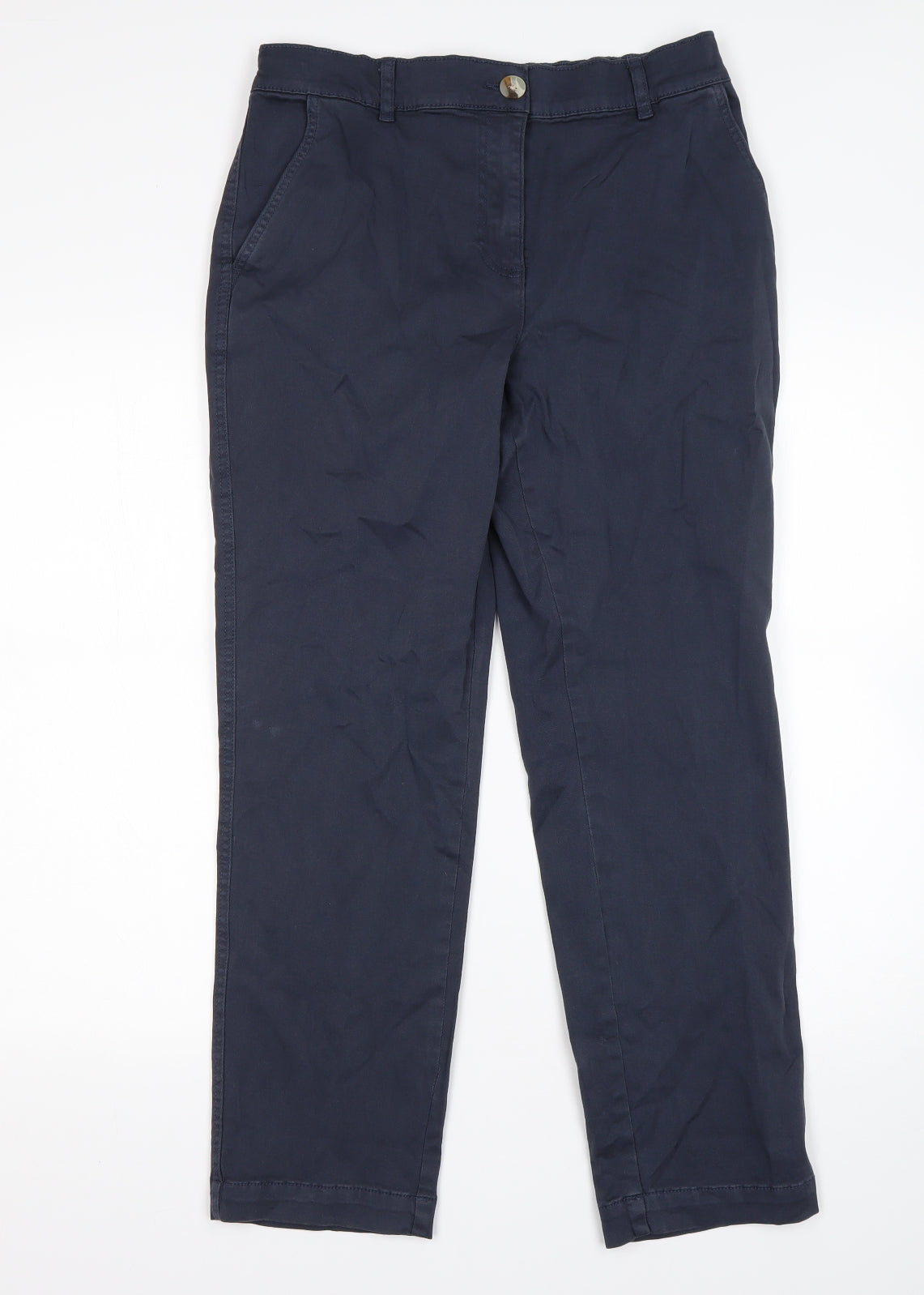 Papaya Womens Blue  Cotton Chino Trousers Size 8 L28 in Regular