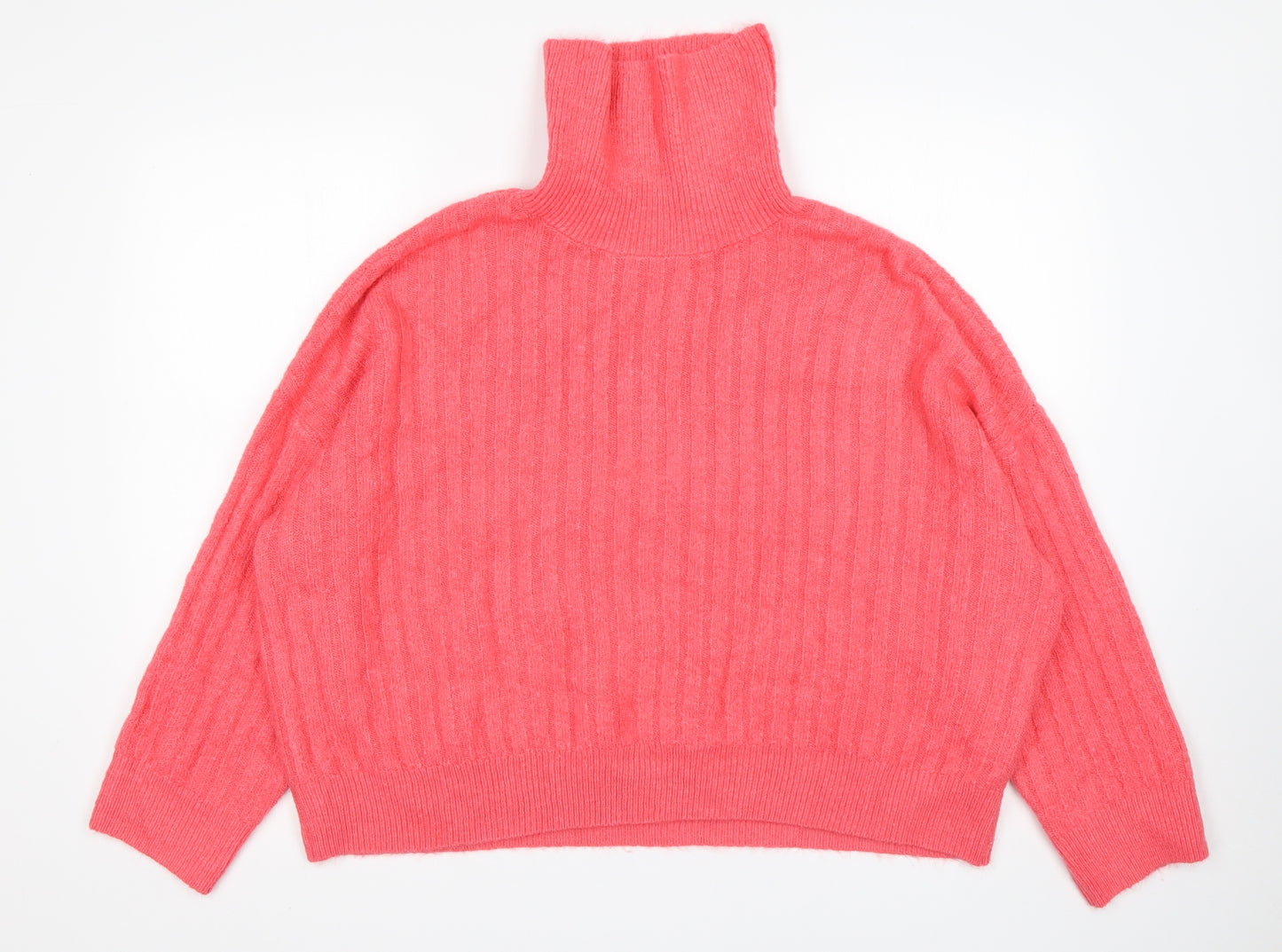 George Womens Pink Roll Neck  Acrylic Pullover Jumper Size XL