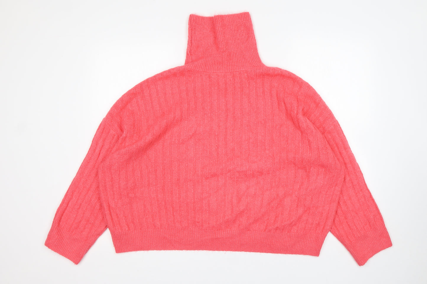 George Womens Pink Roll Neck  Acrylic Pullover Jumper Size XL