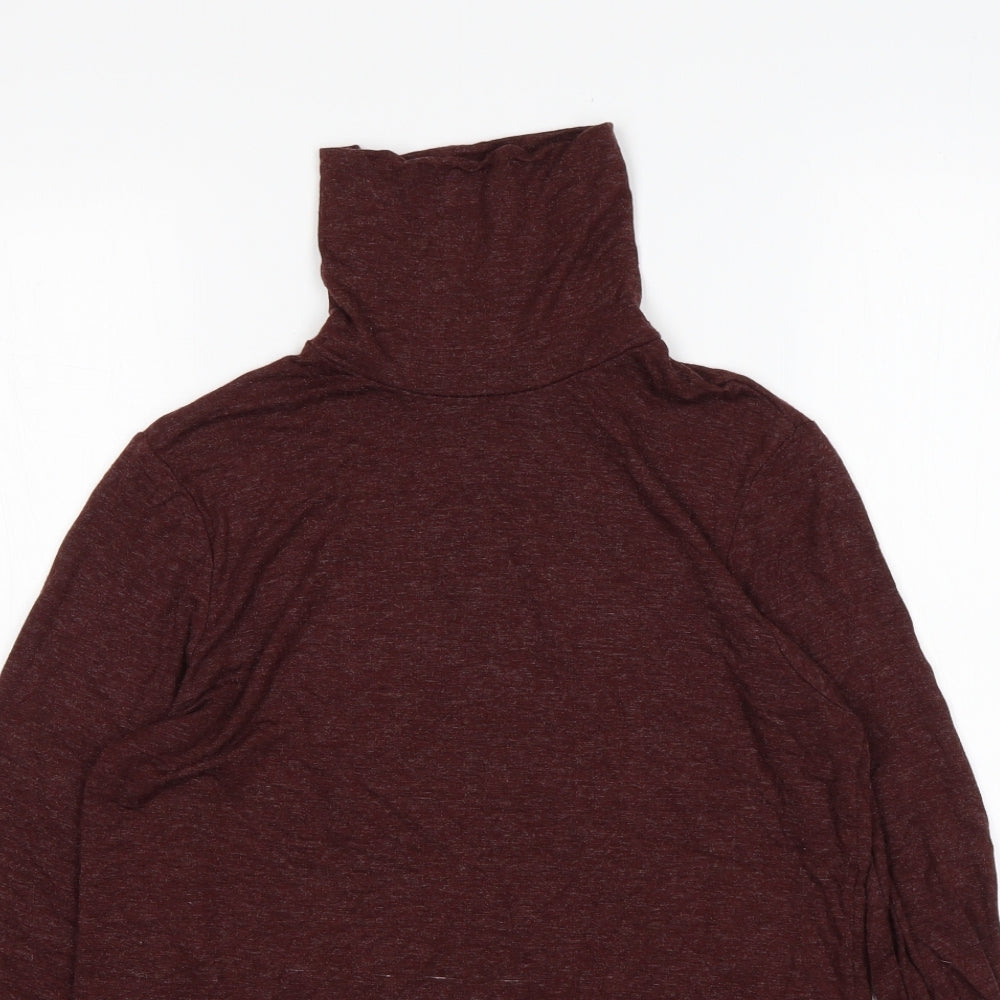 George Womens Brown  Viscose Basic T-Shirt Size 12 Roll Neck