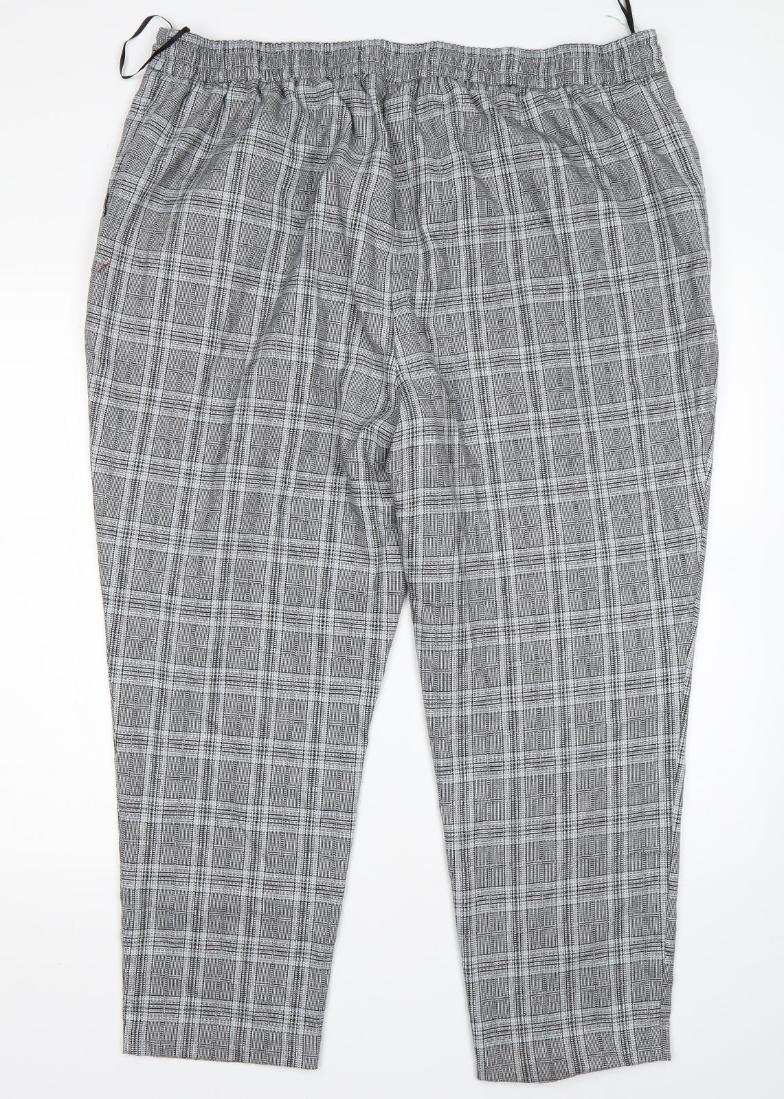 F&F Mens Grey Check Polyester Trousers  Size 22 L26 in Regular