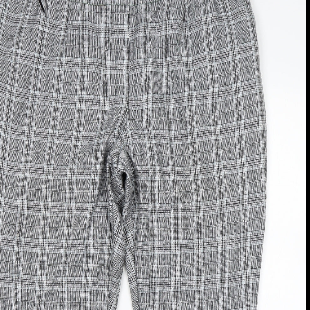 F&F Mens Grey Check Polyester Trousers  Size 22 L26 in Regular