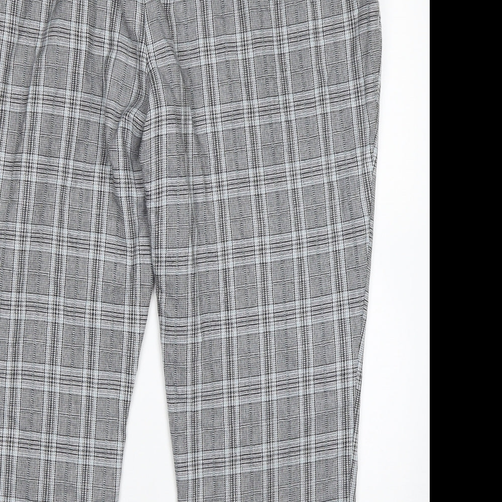 F&F Mens Grey Check Polyester Trousers  Size 22 L26 in Regular
