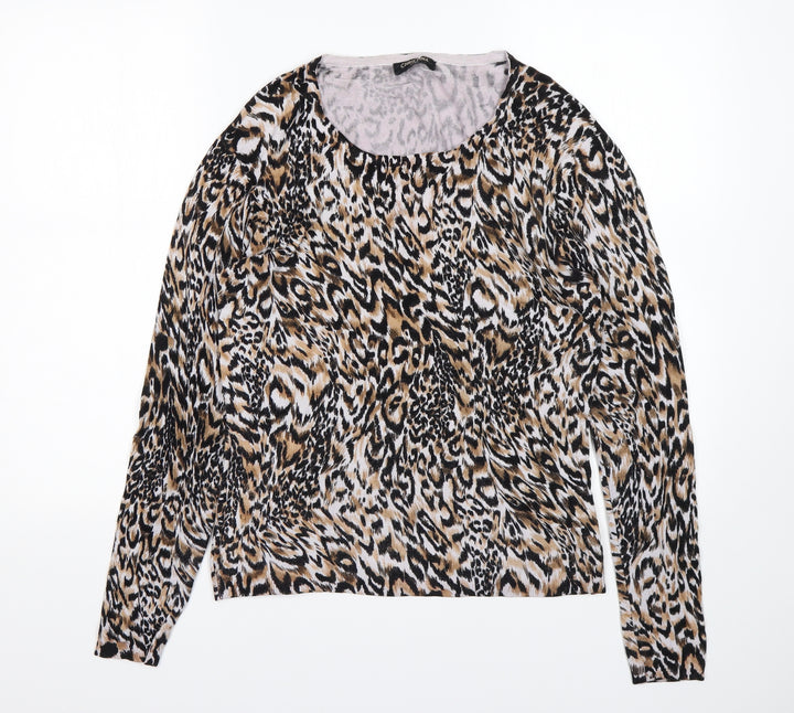 Christina  Womens Multicoloured Round Neck Animal Print Viscose Pullover Jumper Size L