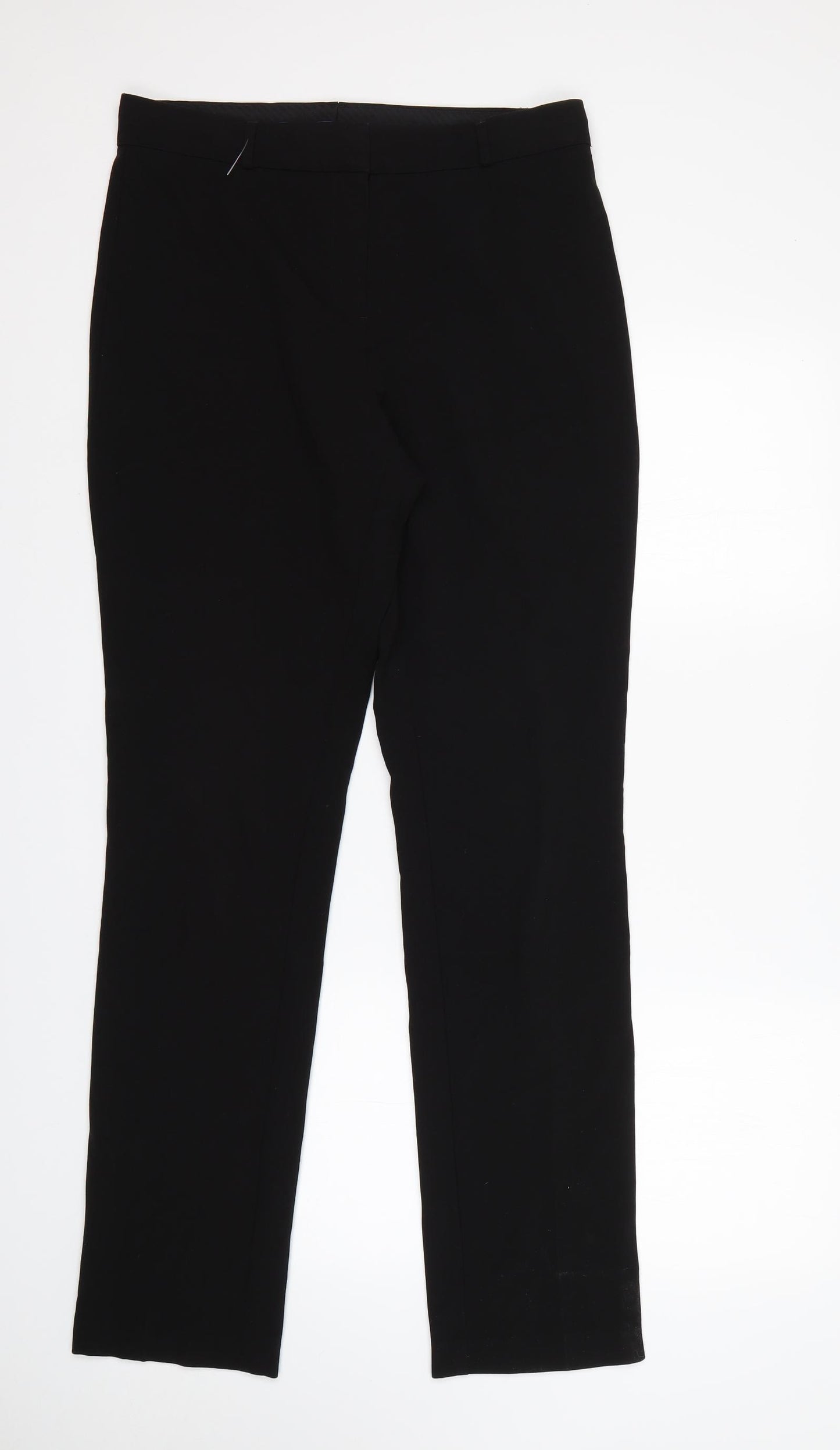 M&S Womens Black  Polyester Trousers  Size 12 L33 in Regular