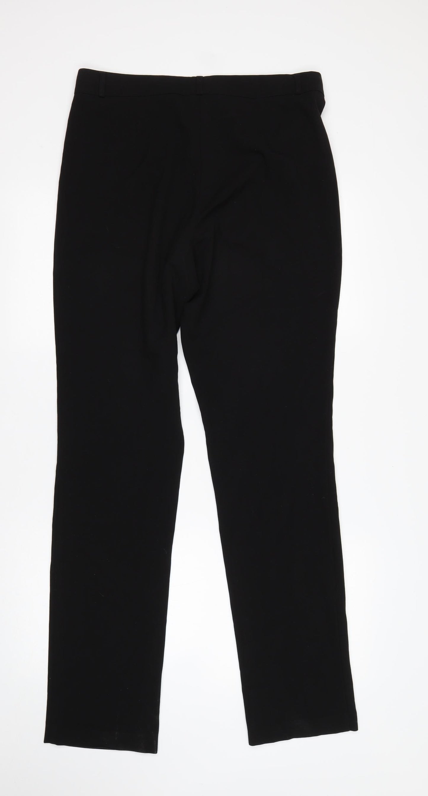 M&S Womens Black  Polyester Trousers  Size 12 L33 in Regular