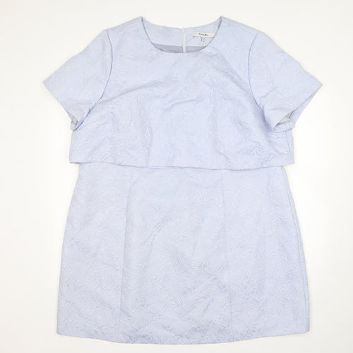 Simply Be  Womens Blue Floral Polyester A-Line  Size 16  Round Neck